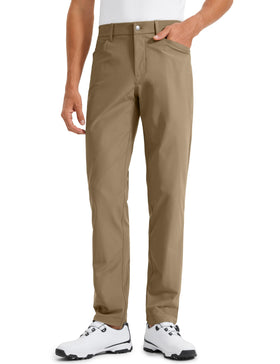 CRZ YOGA All Day Comfy golf pants artifact brown front view showing slim tapered fit for on-course versatility