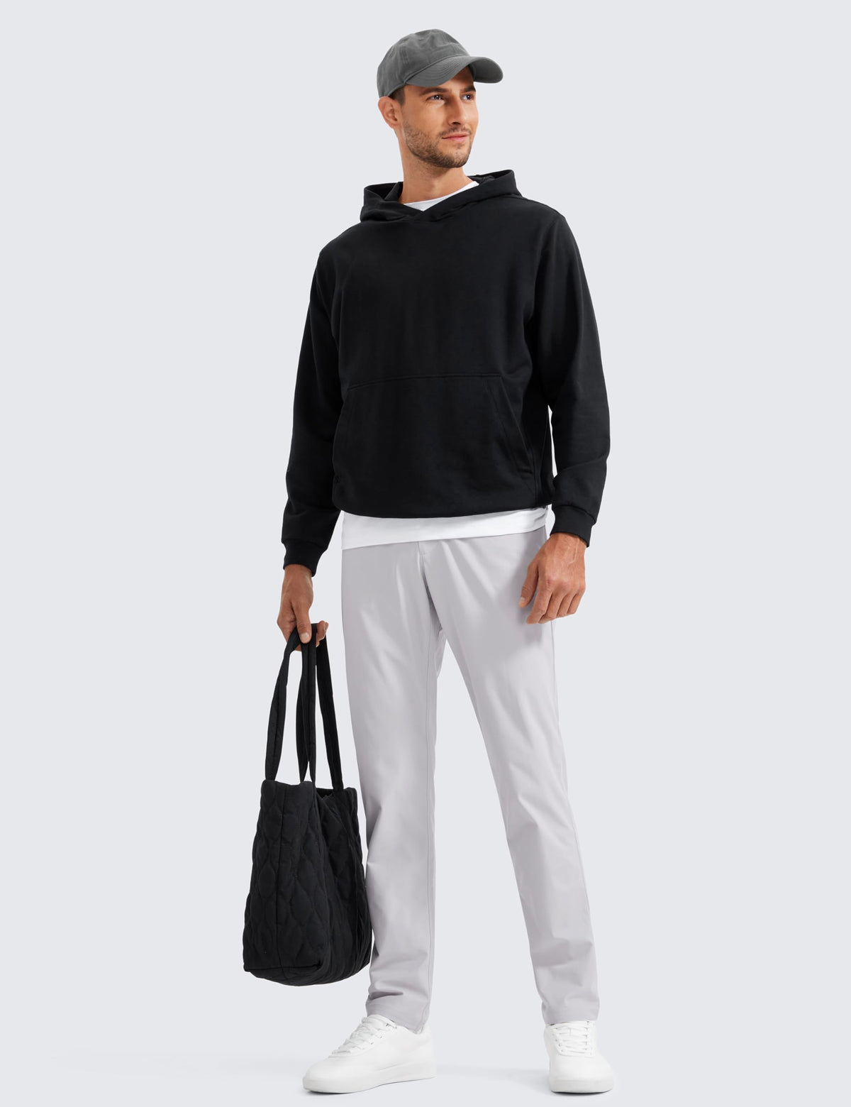 CRZ YOGA All Day Comfy 5-Pocket Golf Pants back pocket detail with zipper.