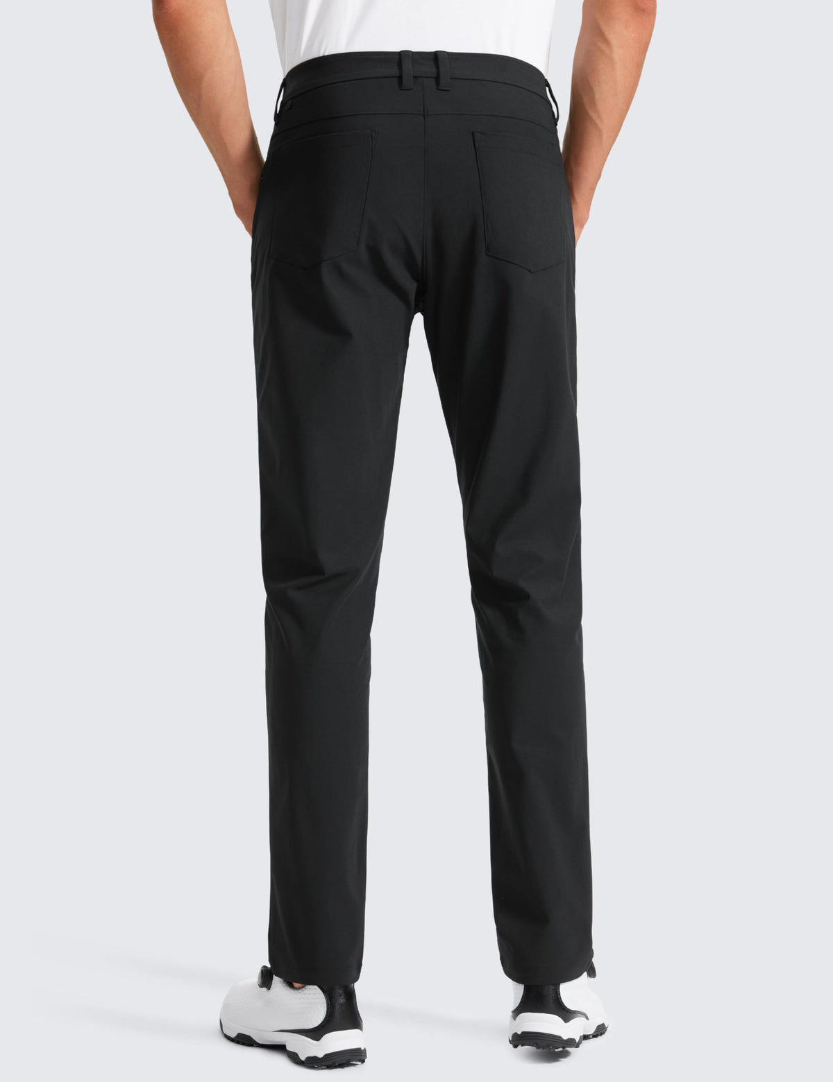 CRZ YOGA All Day Comfy 5-Pocket Golf Pants back zip pocket secures valuables during wear.