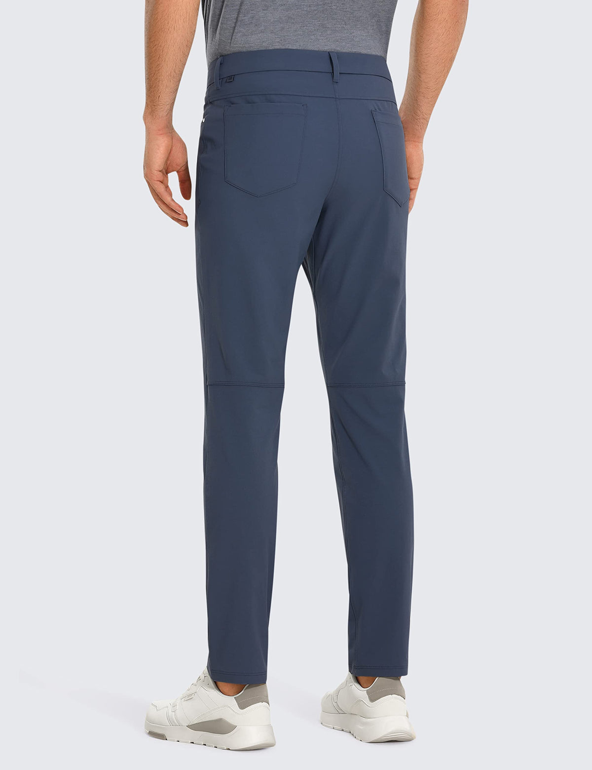 CRZ YOGA All Day Comfy 5-Pocket Golf Pants back view with zipper pocket in electric blue