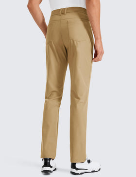 CRZ YOGA All Day Comfy golf pants, side view, keeps shape with stretch during swings.