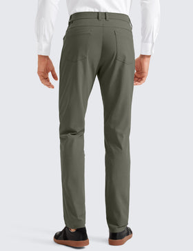 CRZ YOGA All Day Comfy 5-Pocket Golf Pants side view highlights lightweight stretch for easy movement