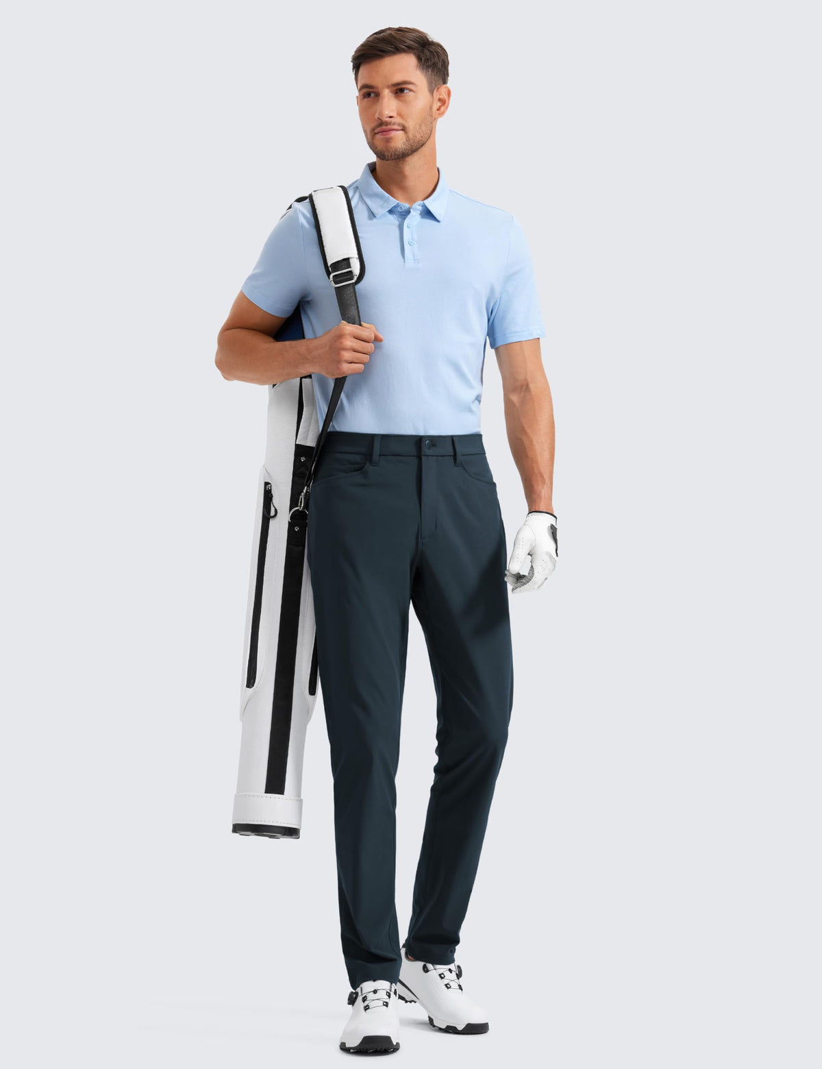 CRZ YOGA All Day Comfy golf pants back zip pocket highlights secure storage on the move