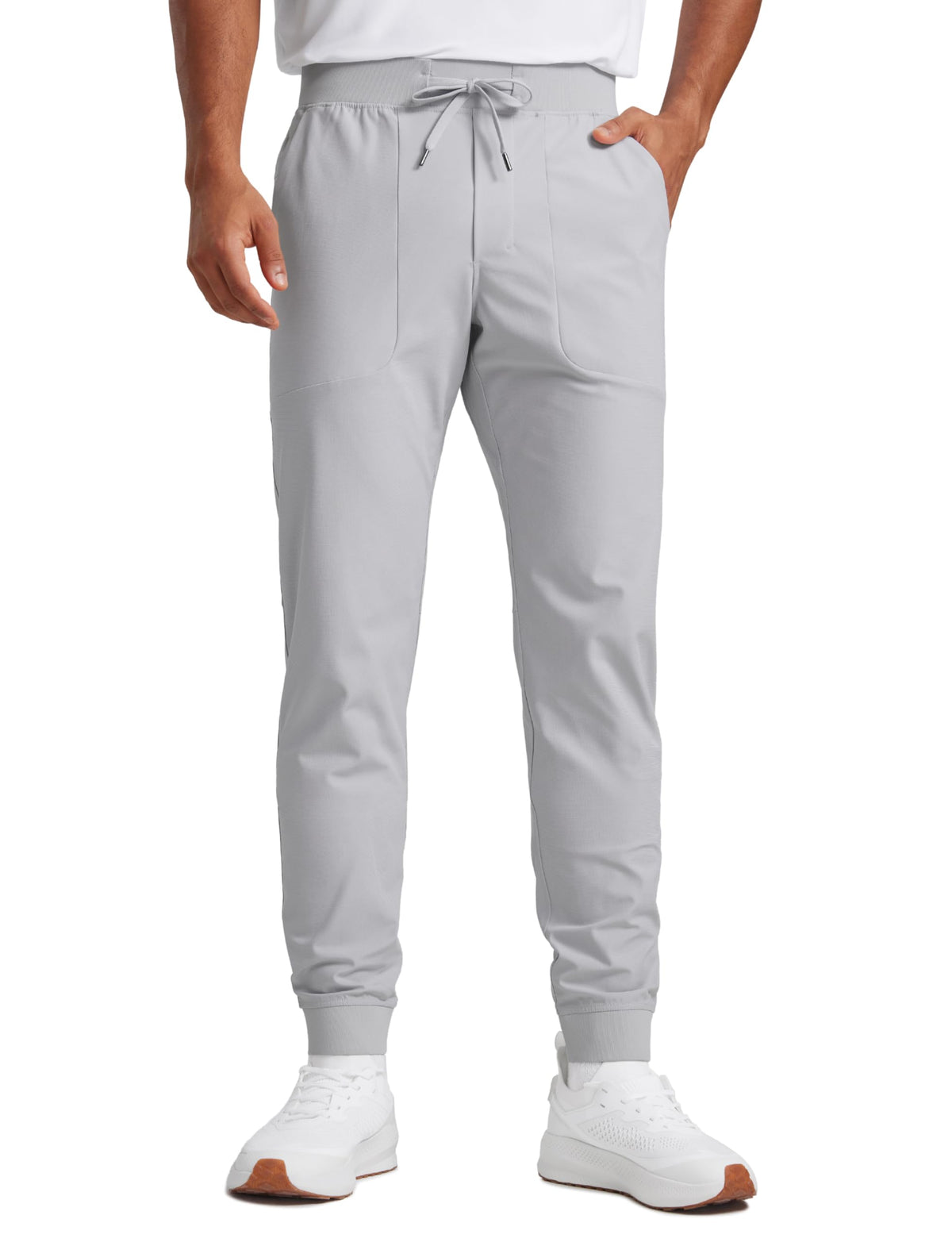 CRZ YOGA All Day Comfy Golf Joggers front view show slim fit for all-day comfort.