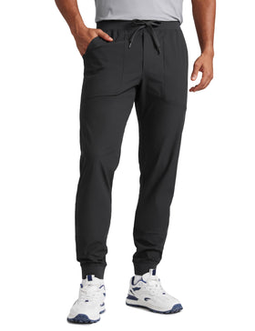 CRZ YOGA All Day Comfy joggers in ink gray, front view shows slim fit and quick-dry fabric.