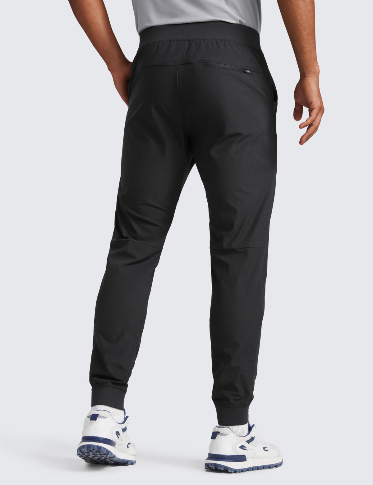 CRZ YOGA All Day Comfy joggers in ink gray, side pocket close-up highlighting convenient storage.