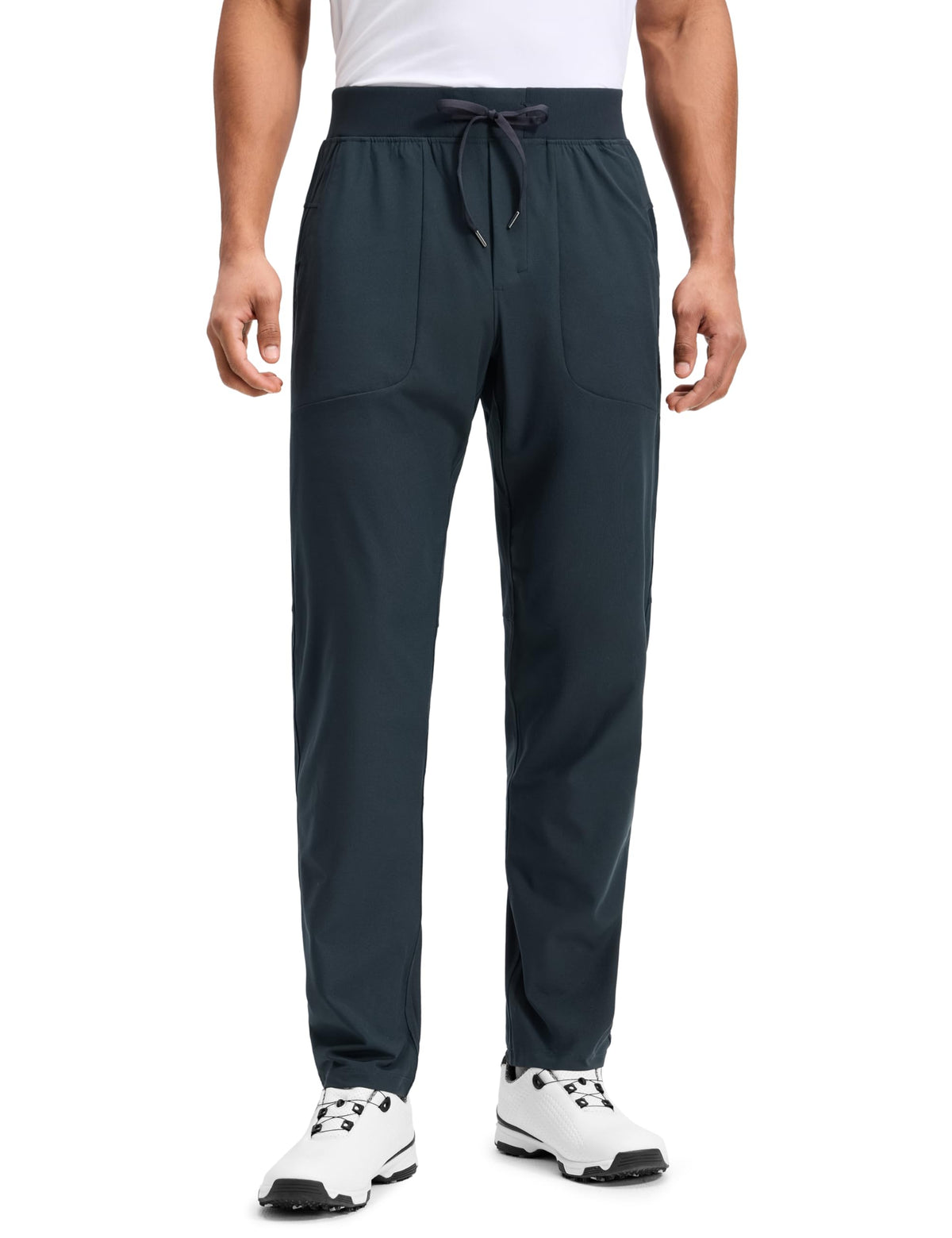CRZ YOGA All Day Comfy Pull-On Golf Pants, front view with accessible pockets