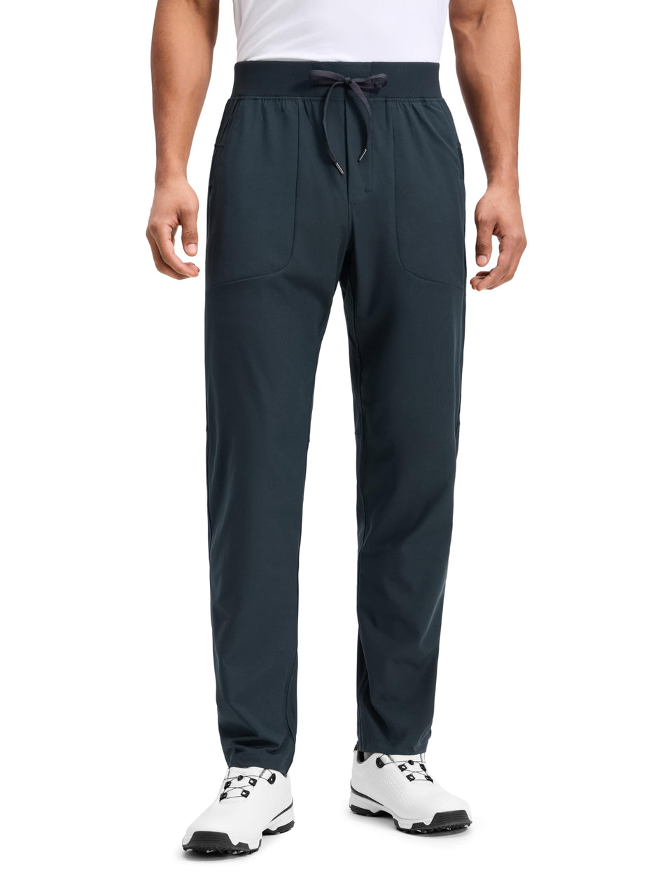 CRZ YOGA All Day Comfy Pull-On Golf Pants, front view with accessible pockets