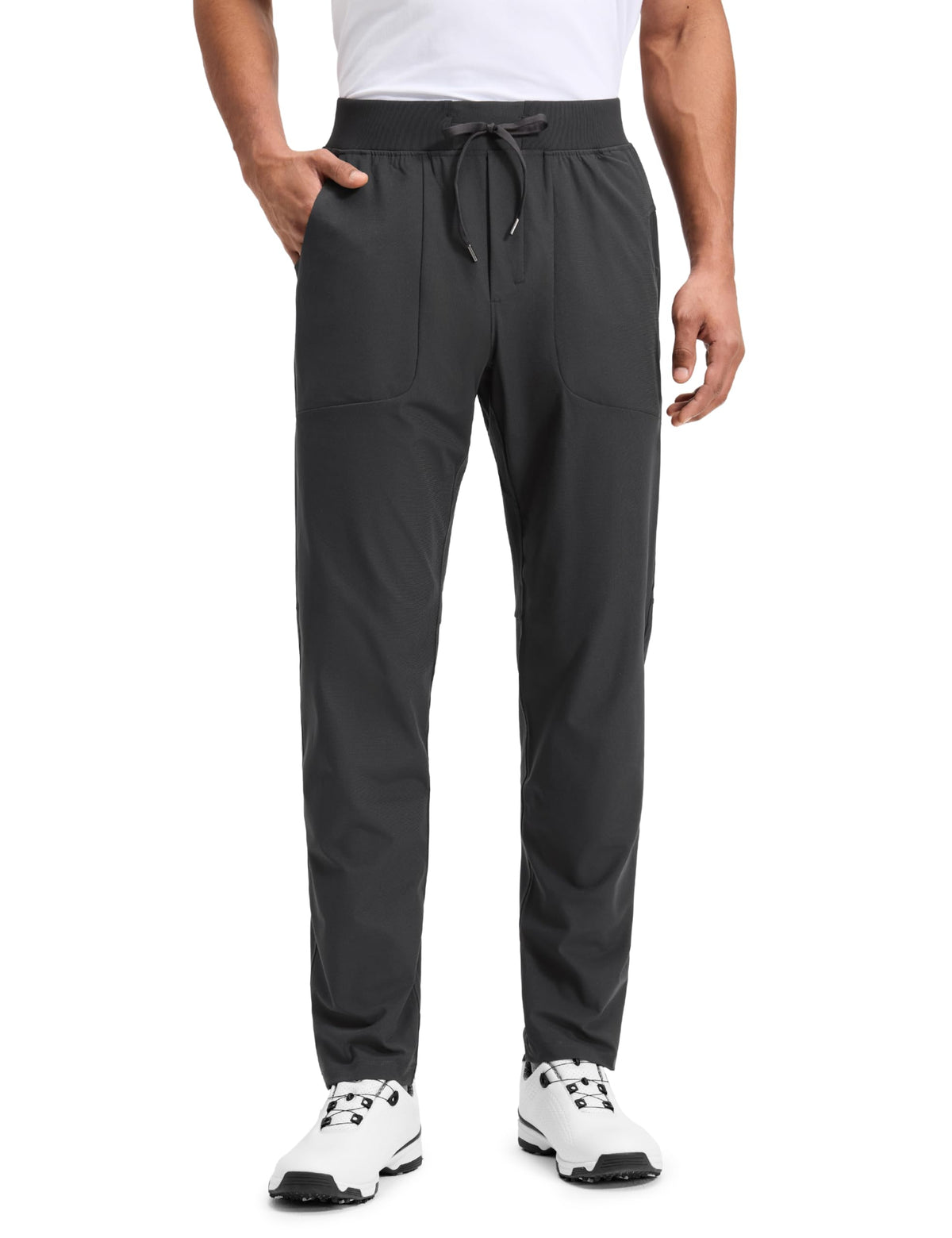 CRZ YOGA all-day comfy golf pants in ink gray, ideal for daily golf and casual wear.