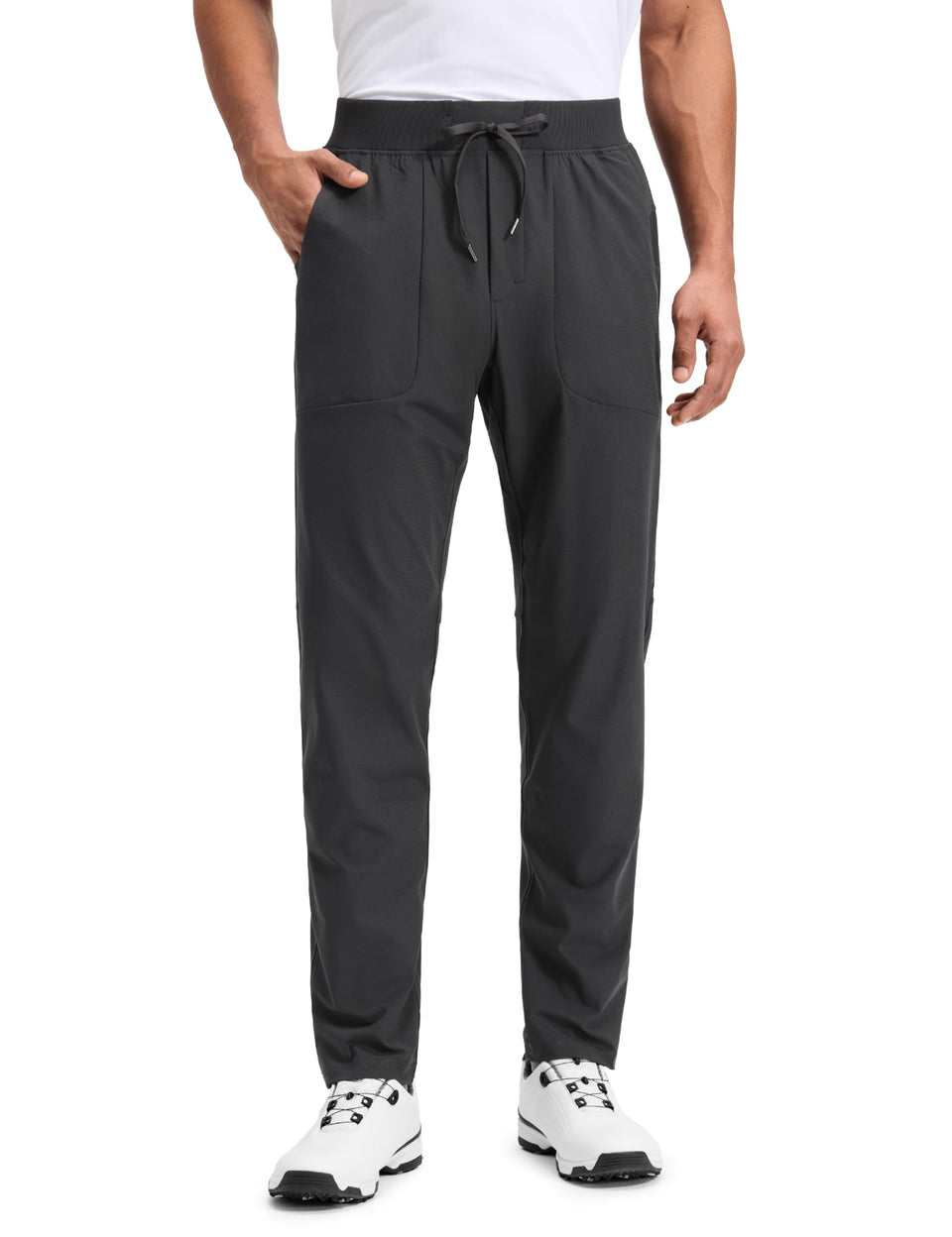 CRZ YOGA all-day comfy golf pants in ink gray, ideal for daily golf and casual wear.