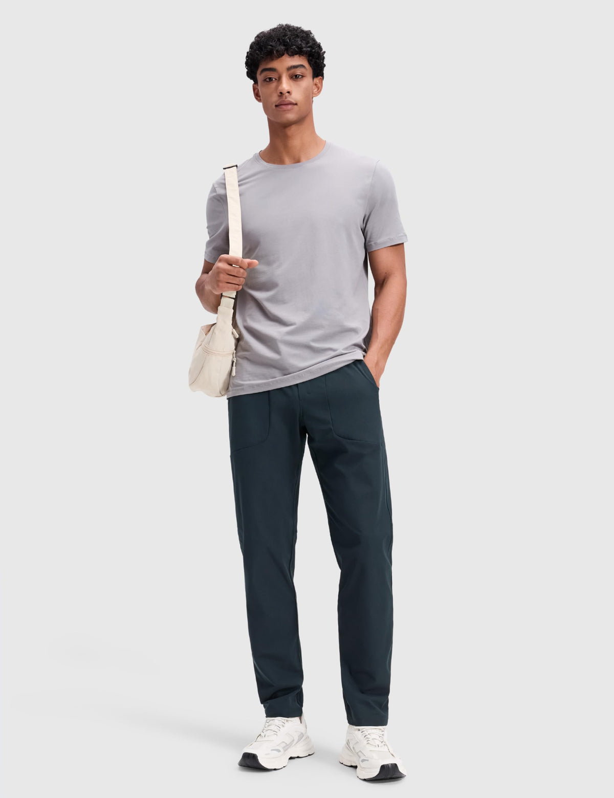 CRZ YOGA All Day Comfy Golf Pants back pocket detail in true navy for secure storage