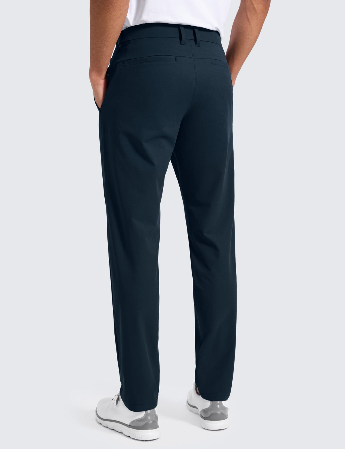 CRZ YOGA Breeze Comfy Golf Pants for men side pocket detail with secure zip pocket for essentials.