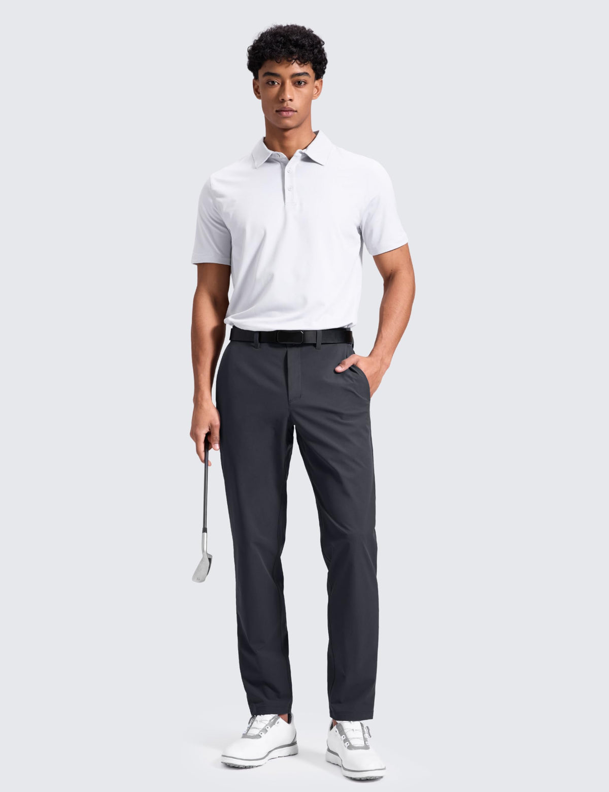 CRZ YOGA Breeze Comfy Golf Pants back view with clean welt pockets.