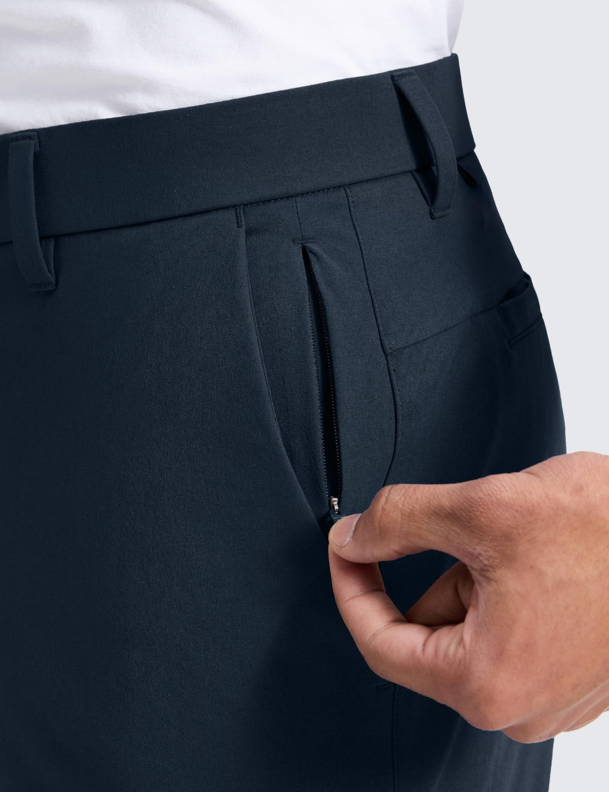 CRZ YOGA Breeze Comfy Golf Pants waist detail shows stretchable fit.
