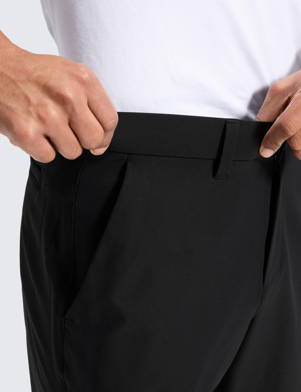 CRZ YOGA Breeze golf pants, stretch waist in black for secure, comfortable fit