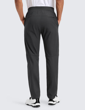 CRZ YOGA ink gray golf pants showing elastic drawstring waist for secure fit.