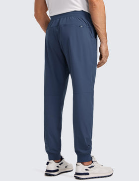 CRZ YOGA golf joggers in electric blue demonstrate quick-dry, breathable comfort during activity.