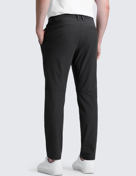 CRZ YOGA men's golf pants back view, wrinkle-resistant and shaping for a neat look.