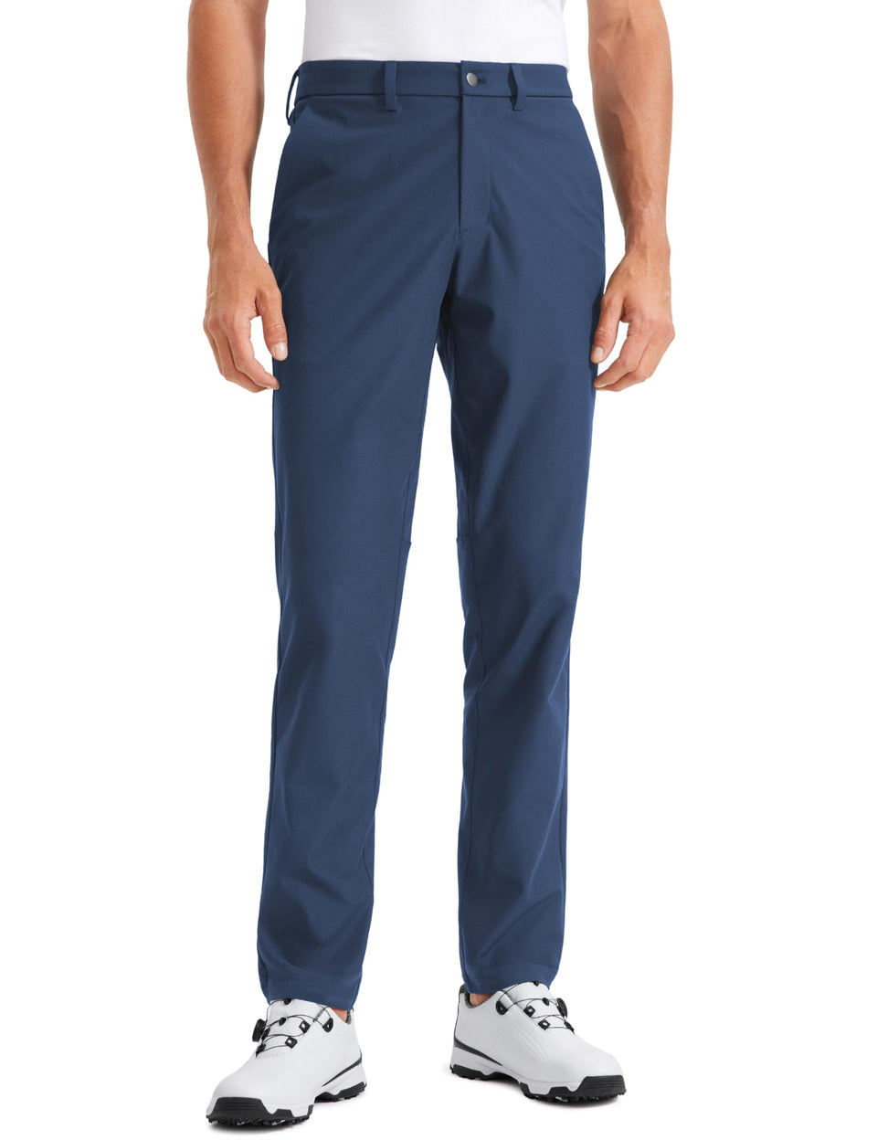 CRZ YOGA men's all-day comfy golf pants fabric close-up showing quick-dry weave