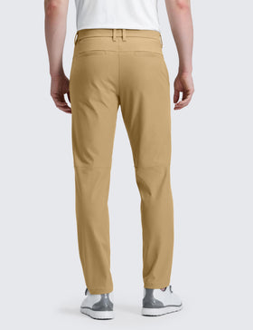 CRZ YOGA men's all-day comfy golf pants fabric close-up highlights quick-dry and breathable performance.