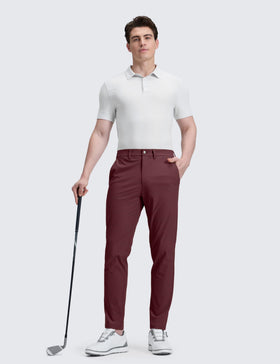 CRZ YOGA men's All Day Comfy Golf Pants fabric closeup emphasizing breathable, quick-dry material.
