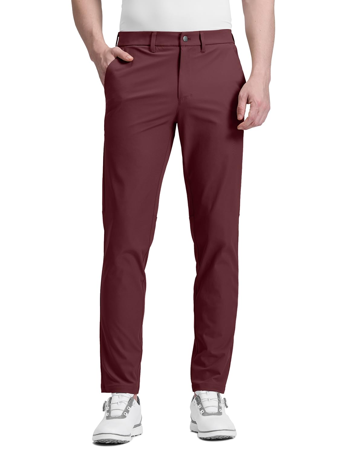 CRZ YOGA men's all day comfy golf pants front view highlight quick-dry fabric