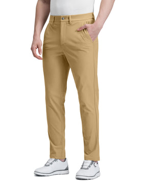 CRZ YOGA men's all day comfy golf pants front view shows quick-dry fabric for on-course comfort.