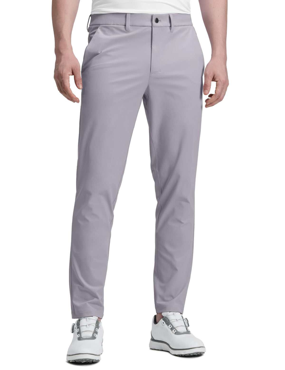 CRZ YOGA men's all-day comfy golf pants front view with slim silhouette.