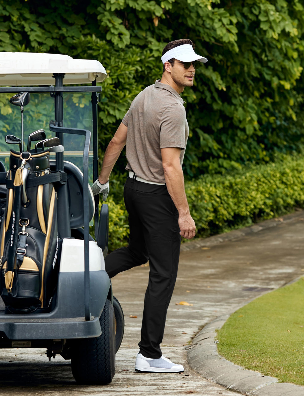 CRZ YOGA men's all-day comfy golf pants with inseams from 28 to 36 inches for a precise fit.