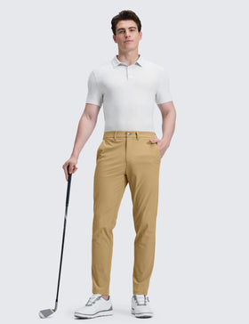 CRZ YOGA men's golf pants back pocket view; practical storage for daily use.