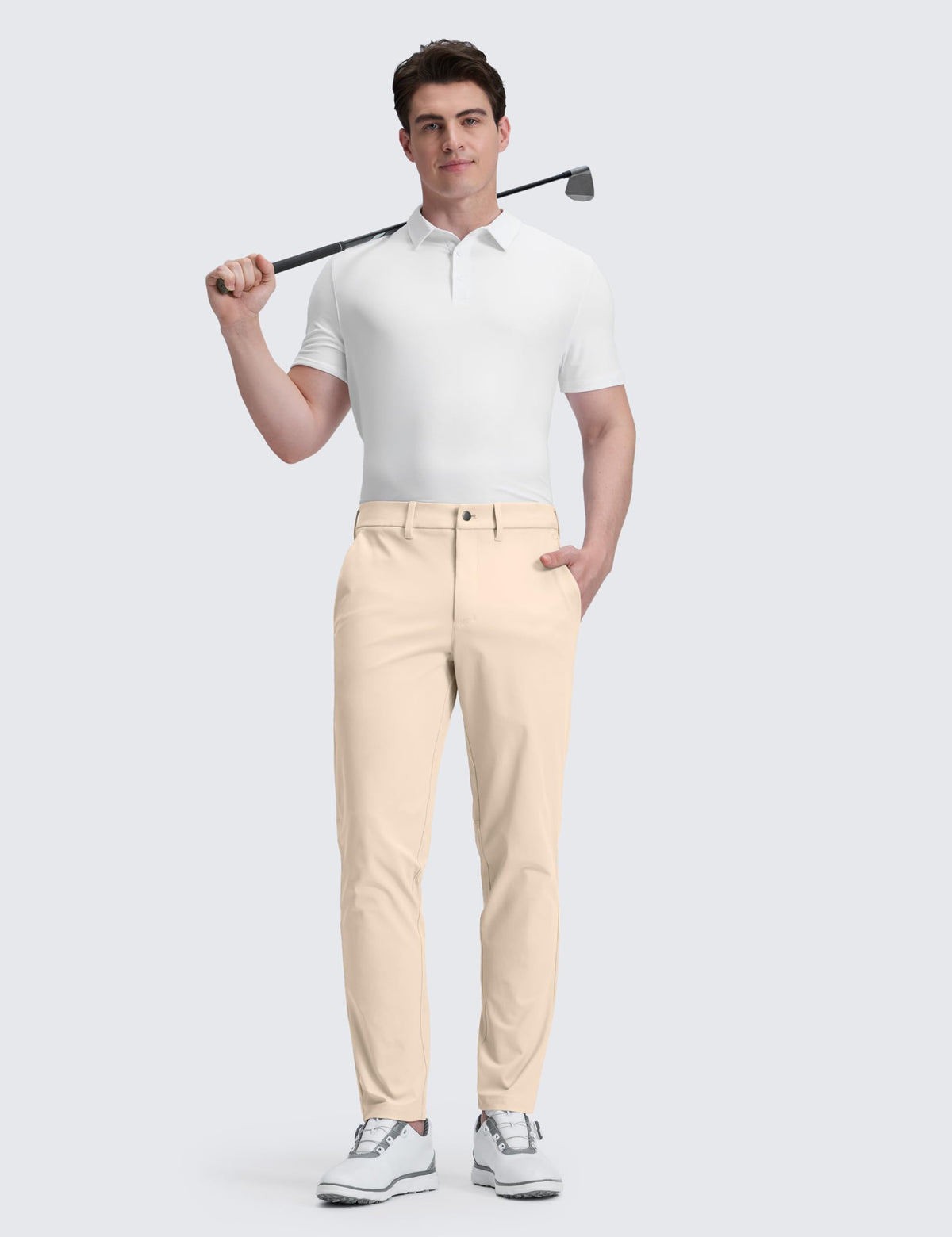 CRZ YOGA men's all-day comfy golf pants pocket detail with secure zipper pocket