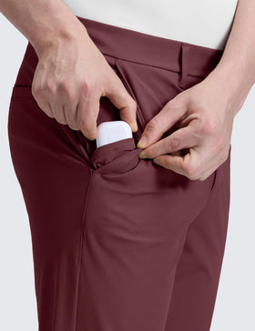 CRZ YOGA golf pants pocket zip close-up highlighting secure hidden zipper pocket