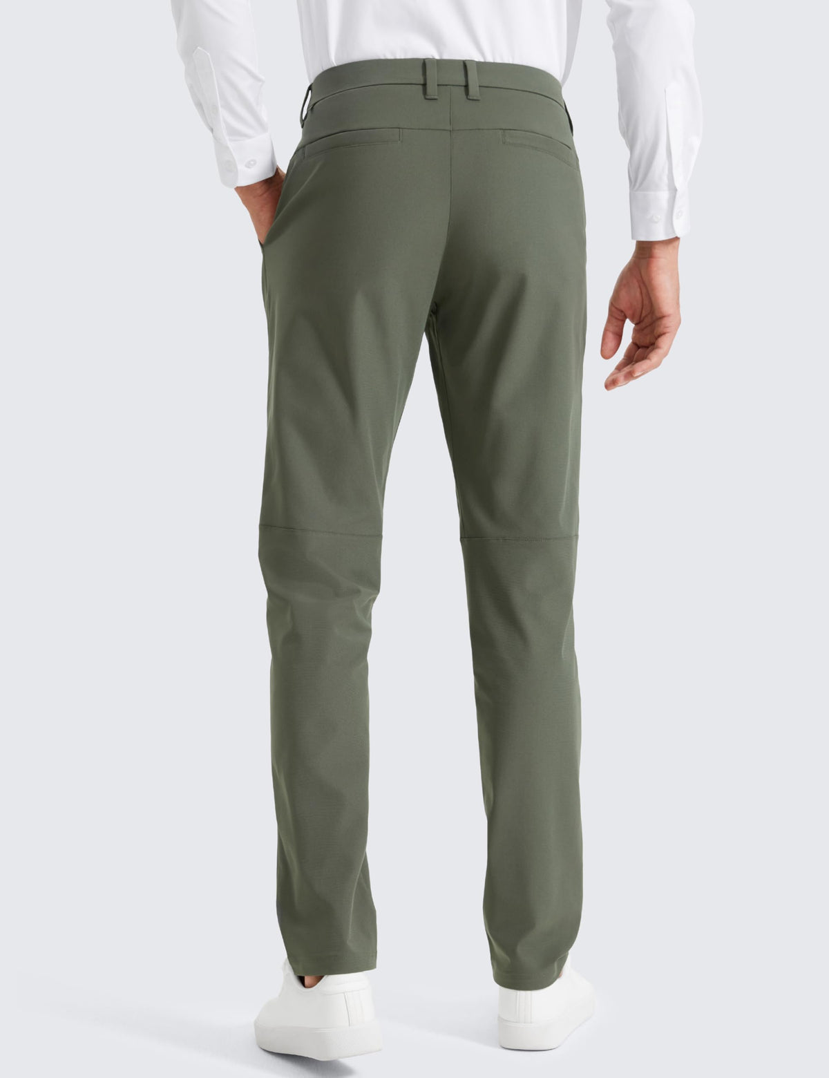 CRZ YOGA men's all-day comfy golf pants side view highlighting breathable fabric and stretch