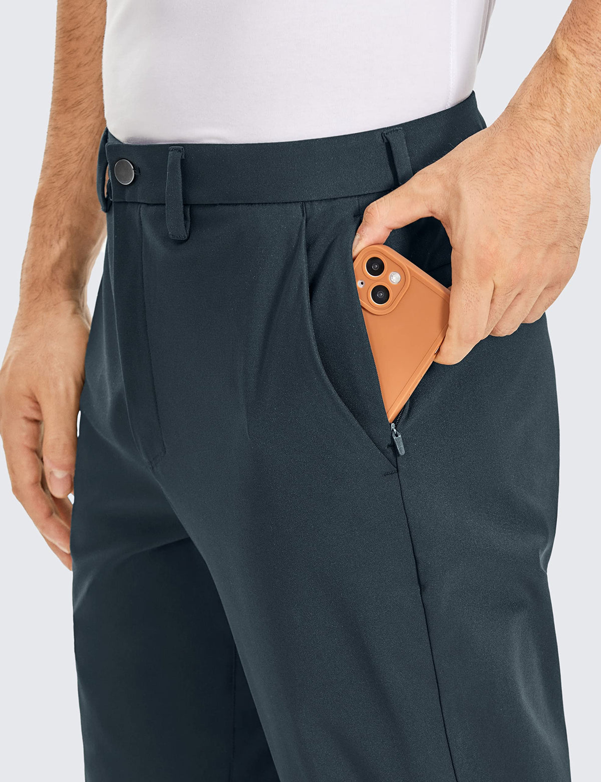 CRZ YOGA inseam 34 closeup confirms tailored length for taller builds.