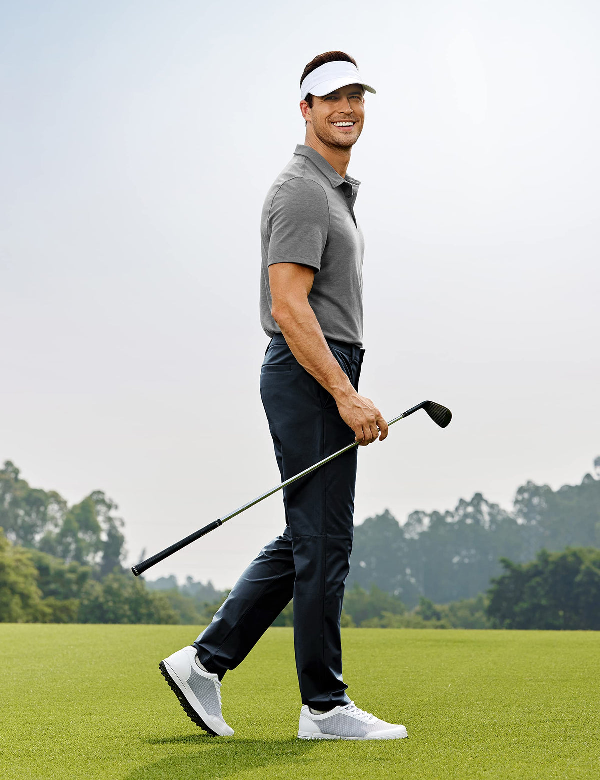 CRZ YOGA men's all-day comfy golf pants pocket detail shows secure storage options