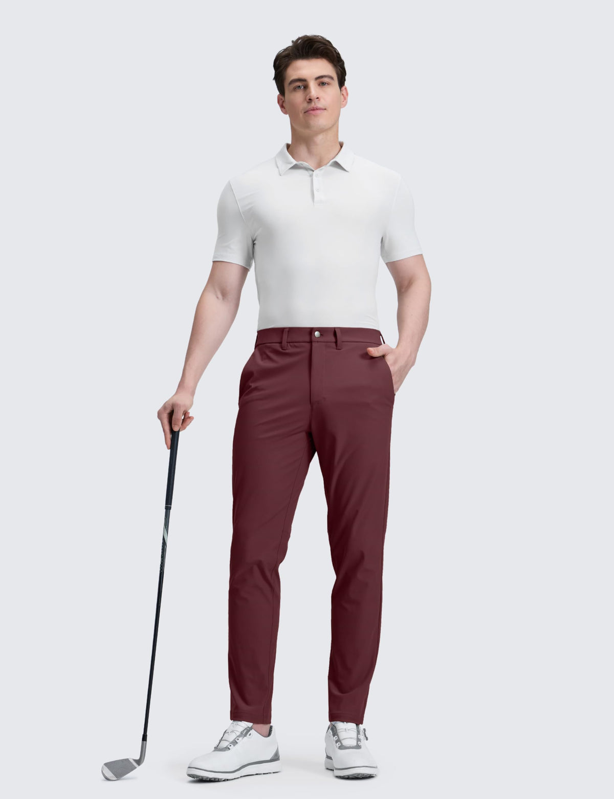 CRZ YOGA men's all day comfy golf pants waistband with belt loops for comfortable fit