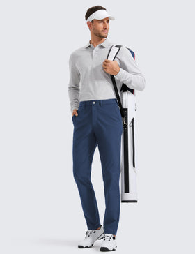 CRZ YOGA men's golf pants electric blue fabric close-up, breathable and quick-dry material