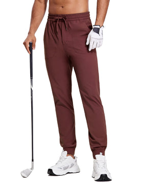 CRZ YOGA men's stretch golf joggers front view highlighting flexible fabric for movement