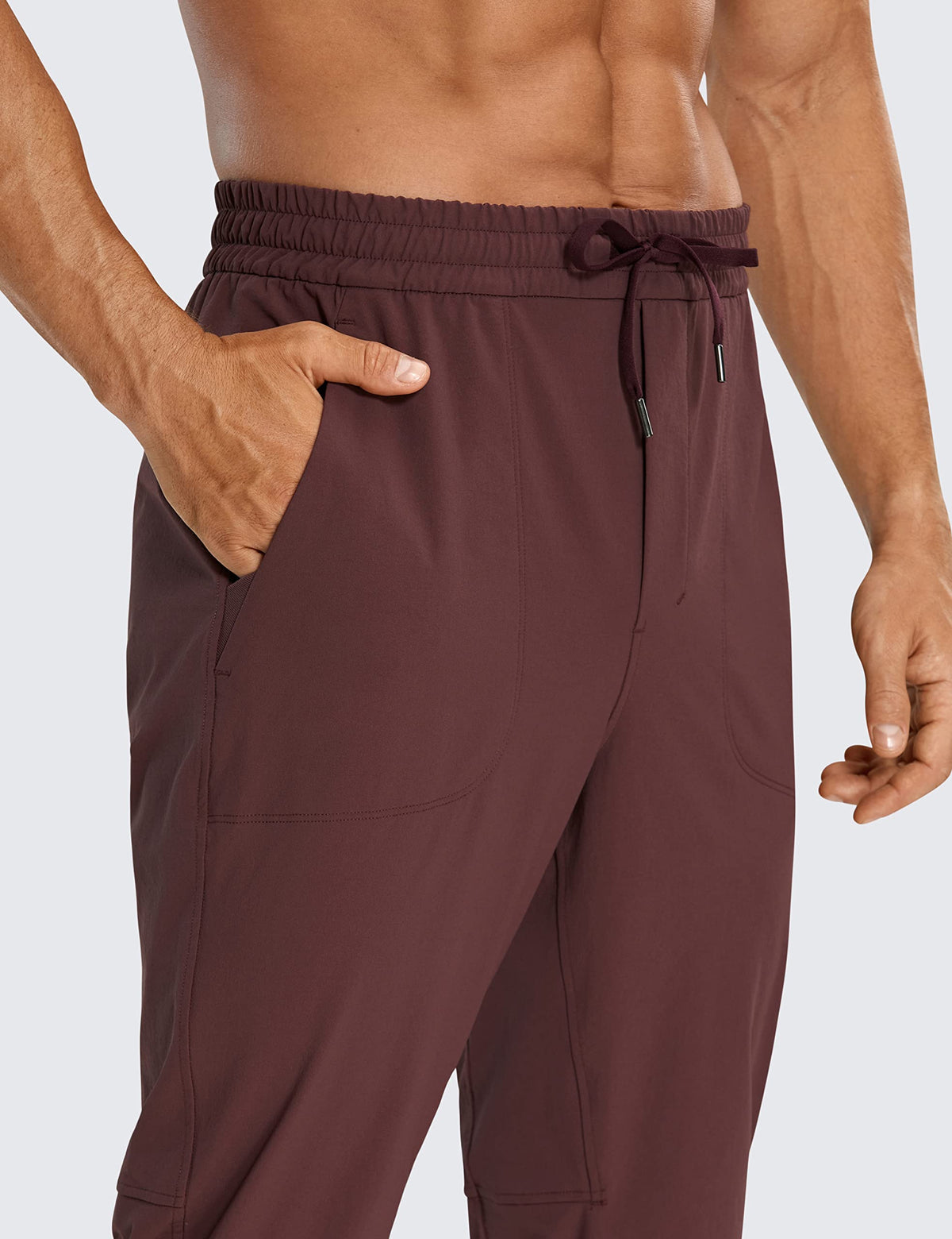 CRZ YOGA joggers side pocket view shows practical storage during workouts