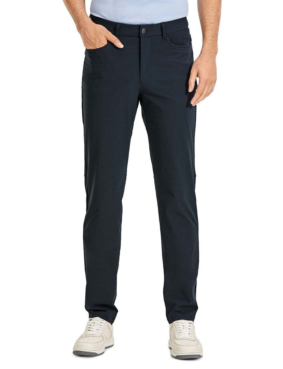 CRZ YOGA men's stretch golf pants in true navy with 35-inch inseam