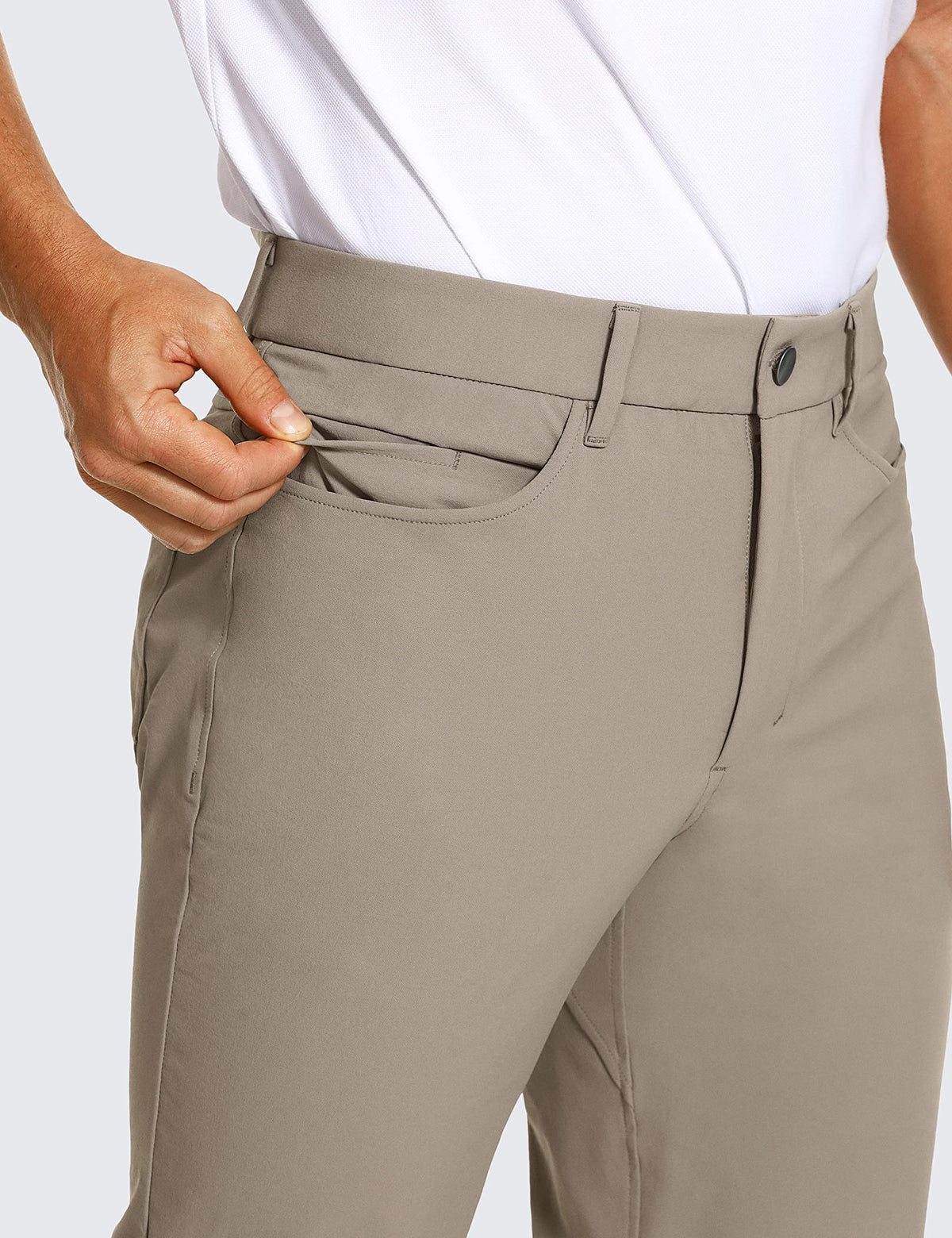 CRZ YOGA tapered, slim-fit pants ideal for golf, gym, and casual wear.