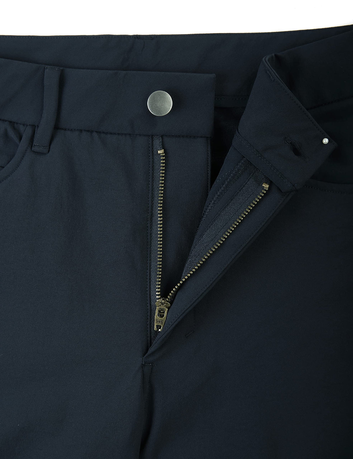CRZ YOGA pants in true navy; slim tapered fit for modern silhouette