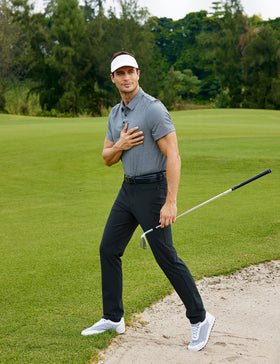 CRZ YOGA stretch golf pants in true navy, ideal for travel and daily wear