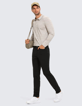 CRZ YOGA stretch golf pants fabric close-up highlights water resistance and breathability.