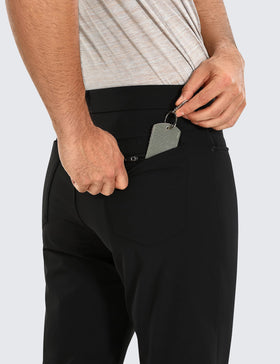 CRZ YOGA golf pants waterproof fabric offers durable performance in light rain.