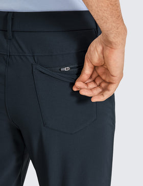 CRZ YOGA stretch golf pants in true navy; waterproof fabric for light rain