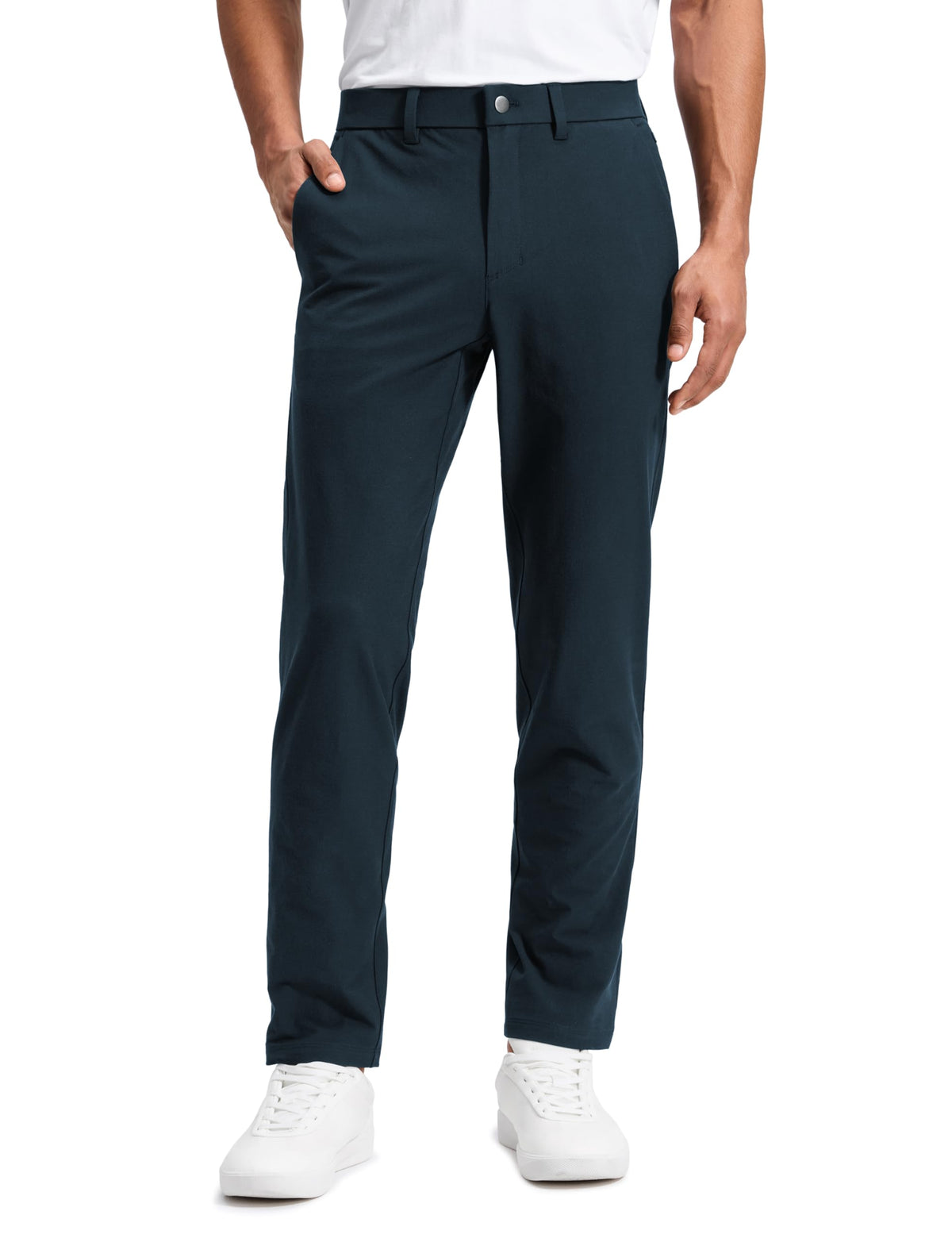 CRZ YOGA stretch cotton chino pants for men with 32-inch inseam, ideal for casual workdays.