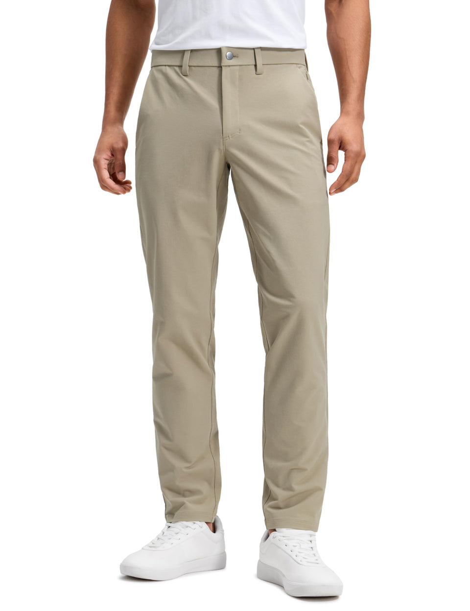 CRZ YOGA stretch cotton chino pants for men, front view with tapered leg for everyday versatility.