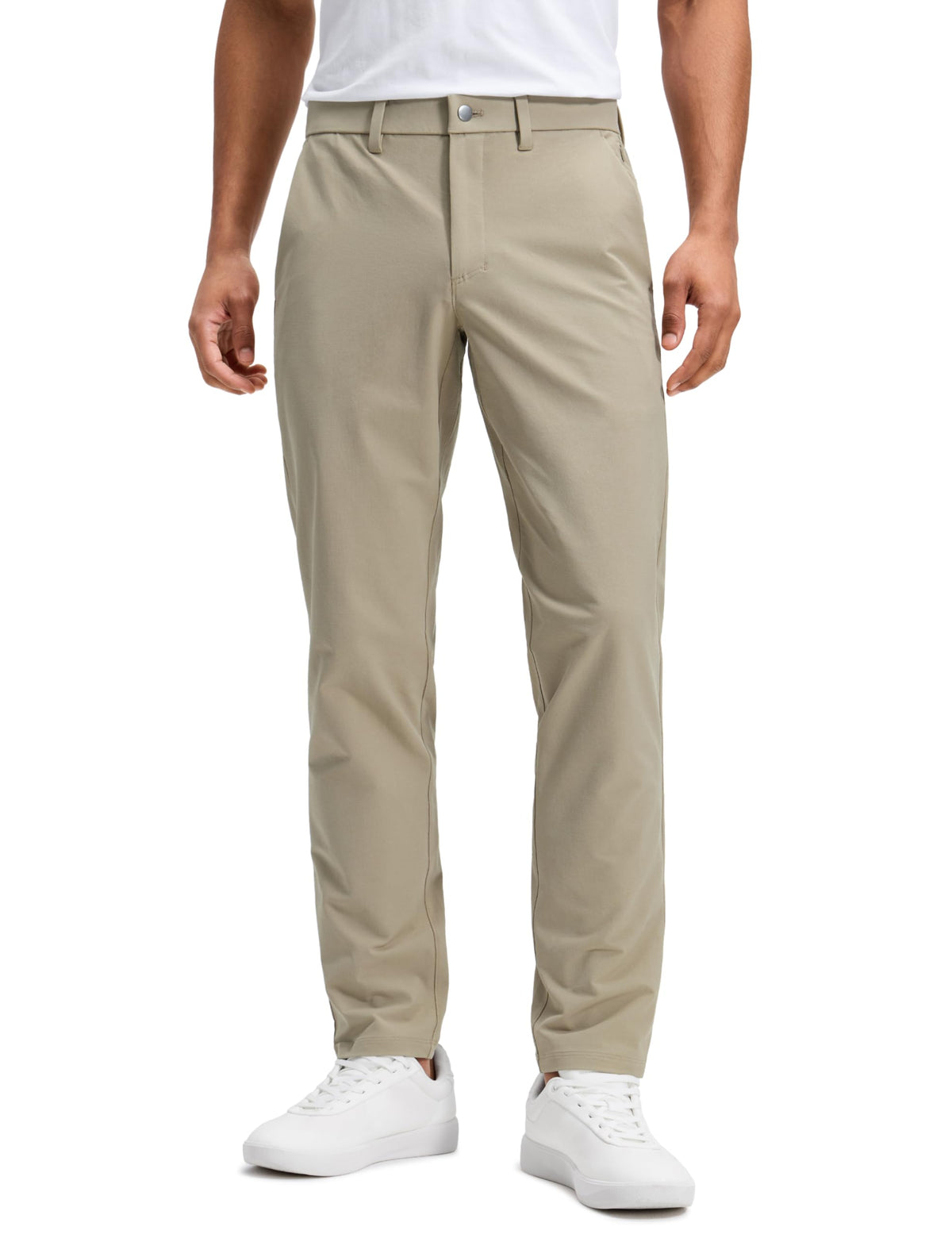 CRZ YOGA stretch cotton chino pants for men, front view, versatile casual wear