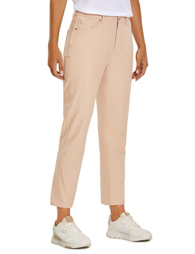 CRZ YOGA women's high-rise golf pants 27 front view highlighting mobility and fit.